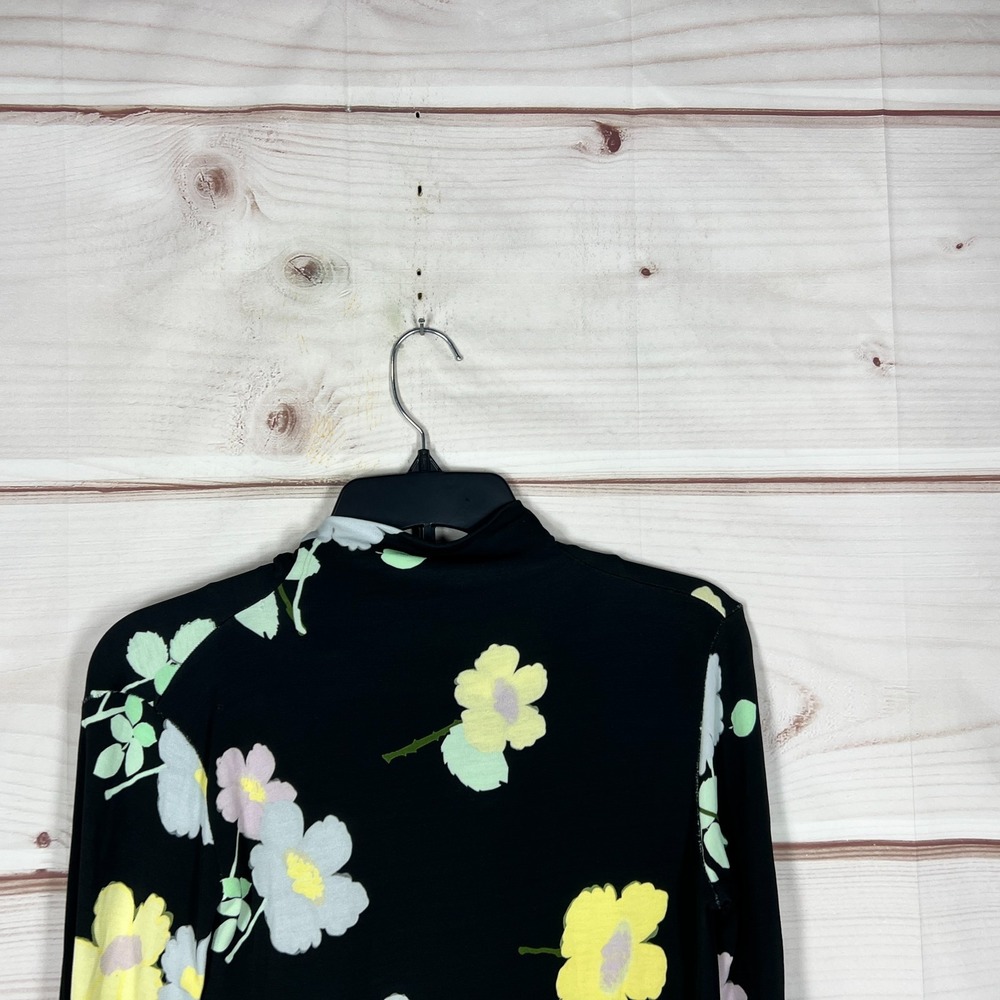 Bernadette Top Womens EU 40 US 8 Black Floral Knit Blouse Tie Neck Long Sleeve - Picture 12 of 13